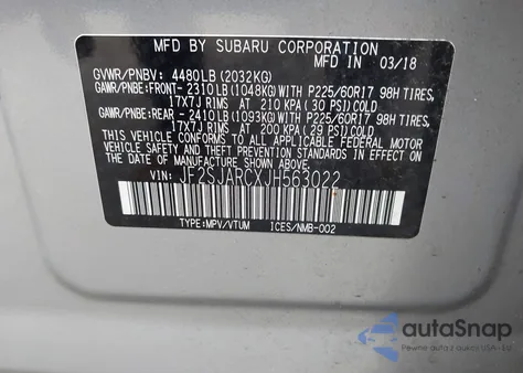 2018 Subaru Forester 2.5I Limited from USA, damaged, VIN JF2SJARCXJH563022